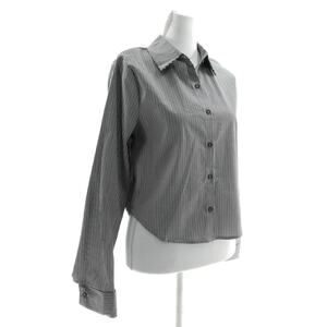 Liberty Love Collared Button Up Blue & White Striped Top - Women's Size Medium